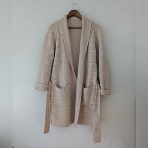 Handknit Wool Belted Cardigan